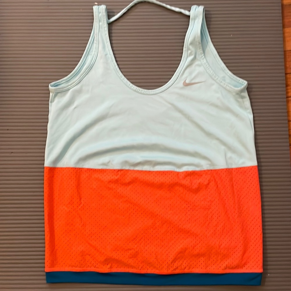 Nike dri-fit blue and orange mesh workout tank